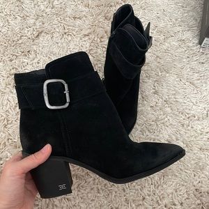 sam eldelman suede black heeled boots